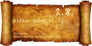 Kiffer Milán névjegykártya